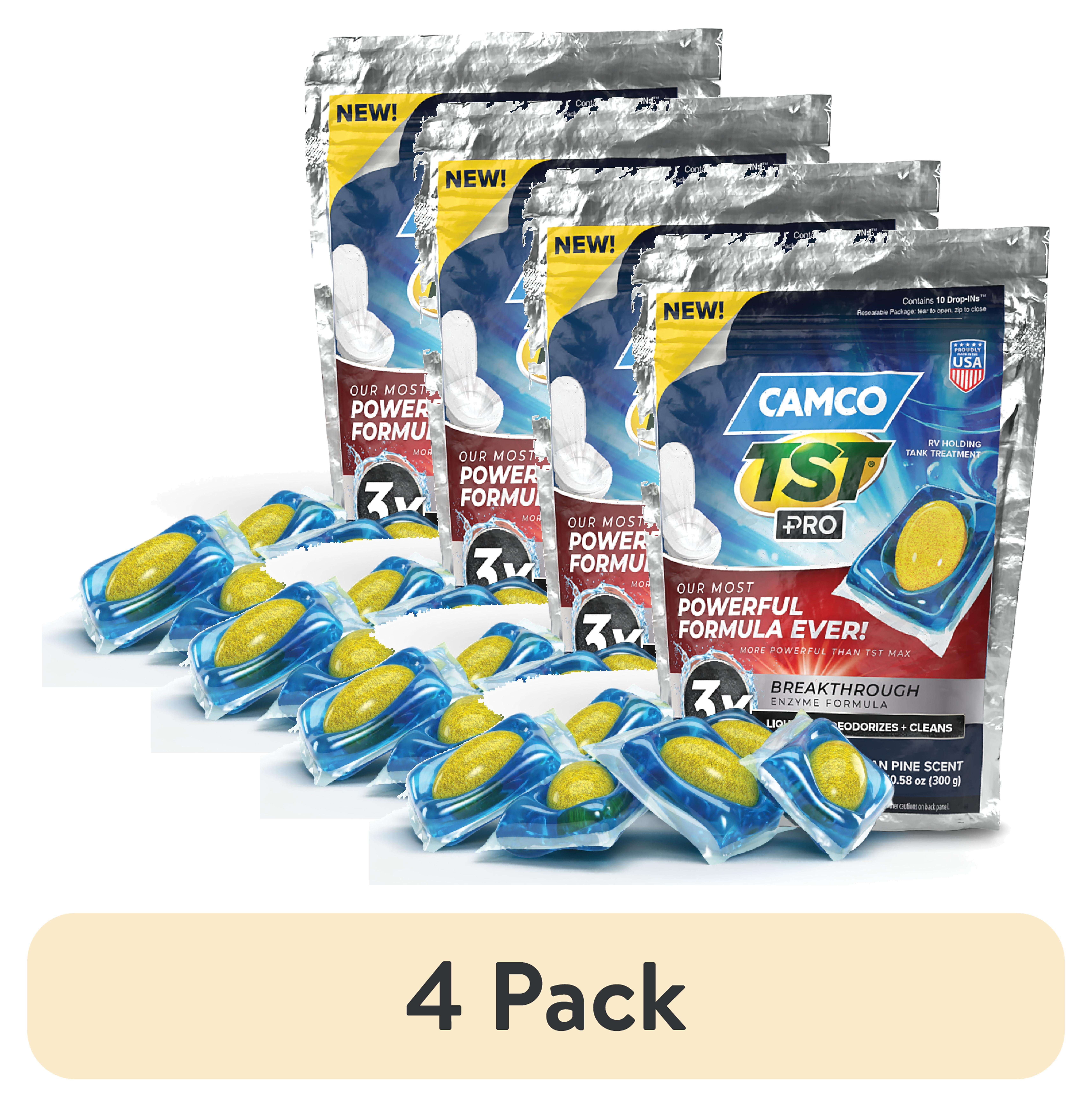 (4 pack) (4 pack) Camco TST PRO RV Toilet Treatment Drop-INs, Septic Safe, Fresh Scent, 10 Count (41770)