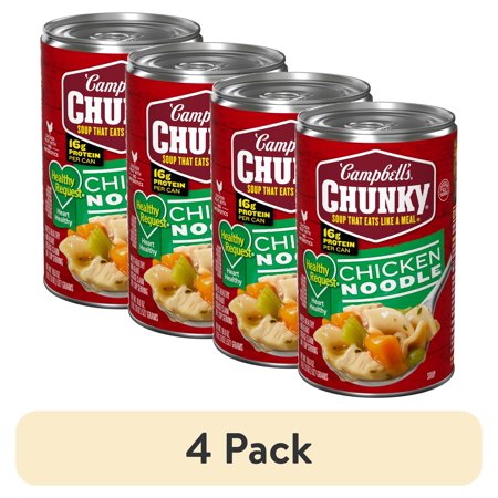 (4 pack) Campbell's Chunky Healthy Request Chicken Noodle Soup, 18.6 oz Can