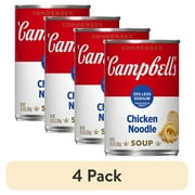 (4 pack) Campbell’s Condensed 25% Less Sodium Chicken Noodle Soup, 10.75 oz Can