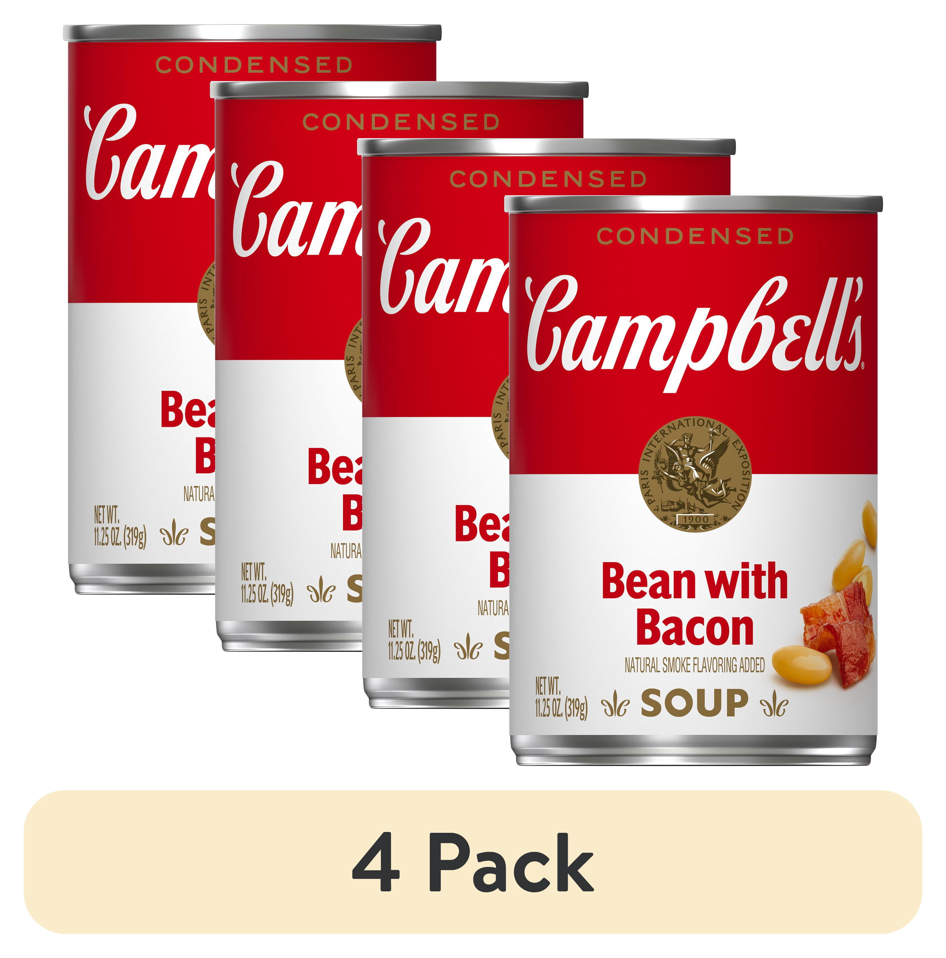 (4 pack) Campbell's Condensed Bean with Bacon Soup, Natural Smoke Flavoring Added, 11.25 oz Can