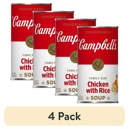 (4 pack) Campbell's Condensed Chicken and Rice Soup, 22.4 oz Family Size Can
