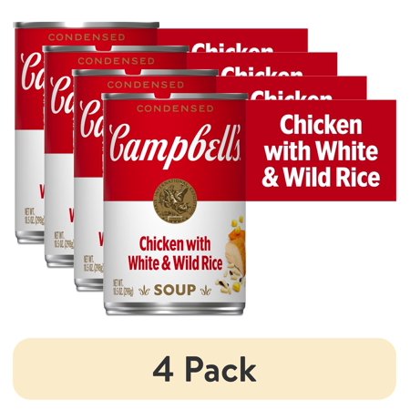 (4 pack) Campbell's Condensed Chicken and Rice Soup with White and Wild Rice, 10.5 oz Can