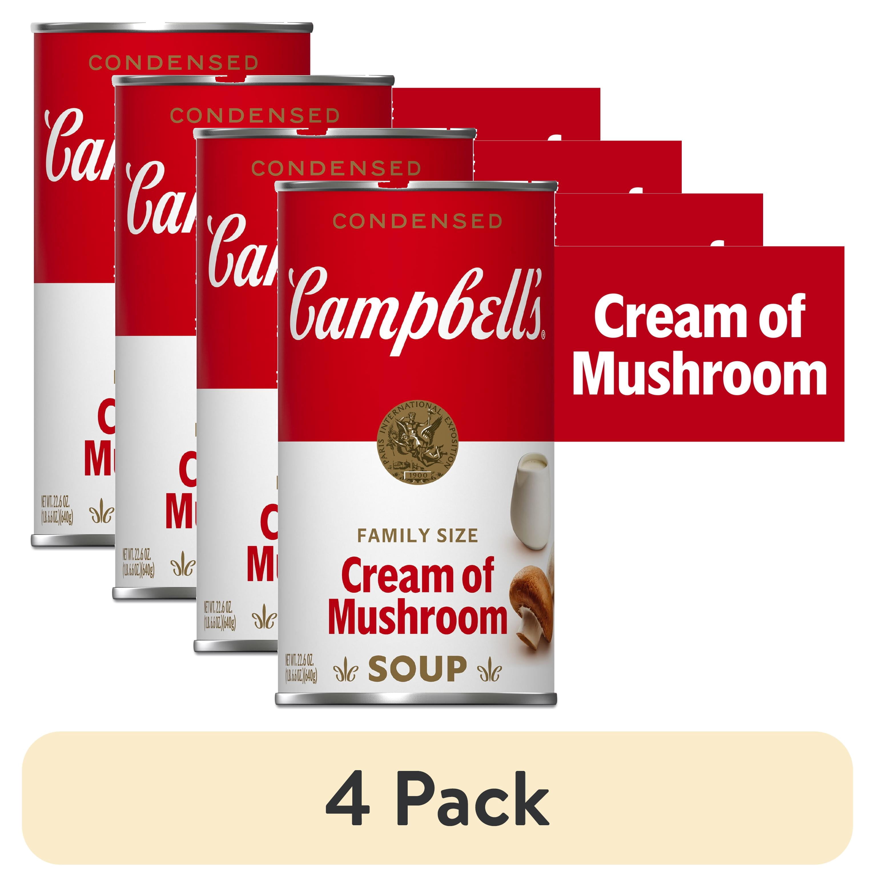 (4 pack) Campbell's Condensed Cream of Mushroom Soup, 22.6 oz Family Size Can