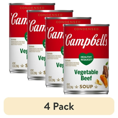 (4 pack) Campbell's Condensed Healthy Request Vegetable Beef Soup, 10.5 Ounce Can