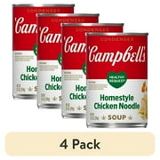 (4 pack) Campbell’s Condensed Heart Healthy Homestyle Chicken Noodle Soup, 50% Less Sodium, 10.5 oz Can