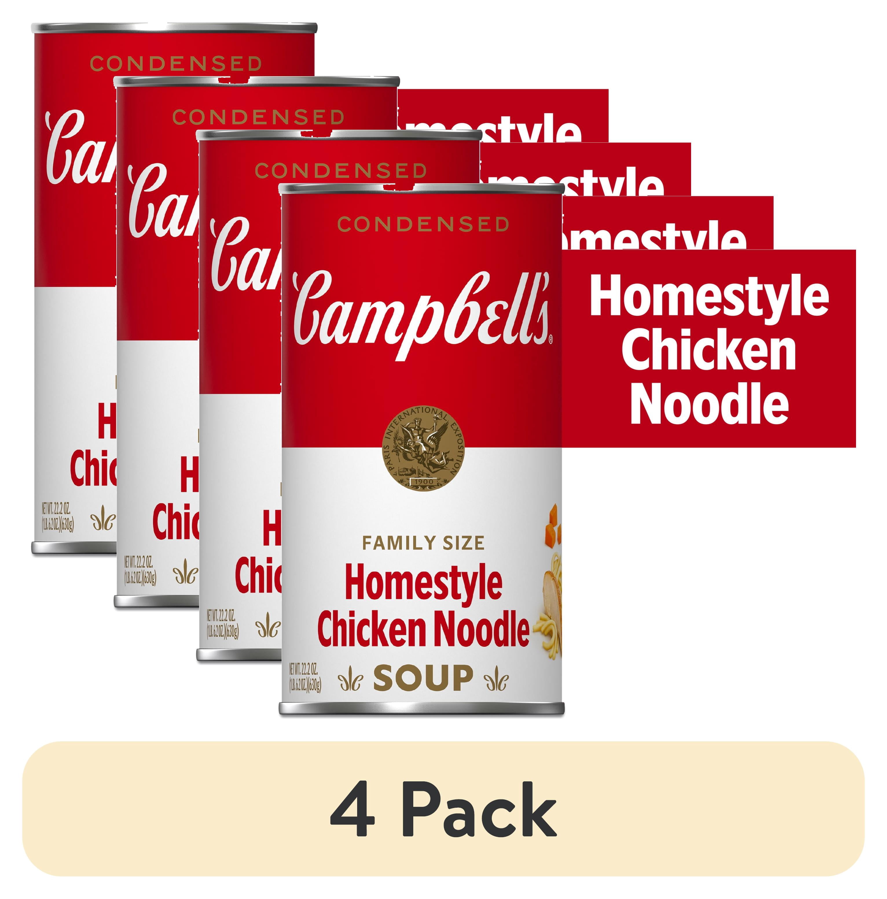 (4 pack) Campbell’s Condensed Homestyle Chicken Noodle Soup, 22.2 oz Family Size Can