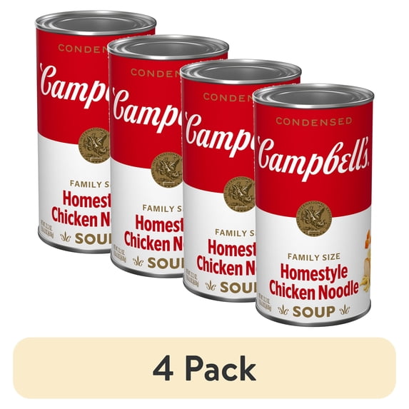 (4 pack) Campbell’s Condensed Homestyle Chicken Noodle Soup, 22.2 oz Family Size Can