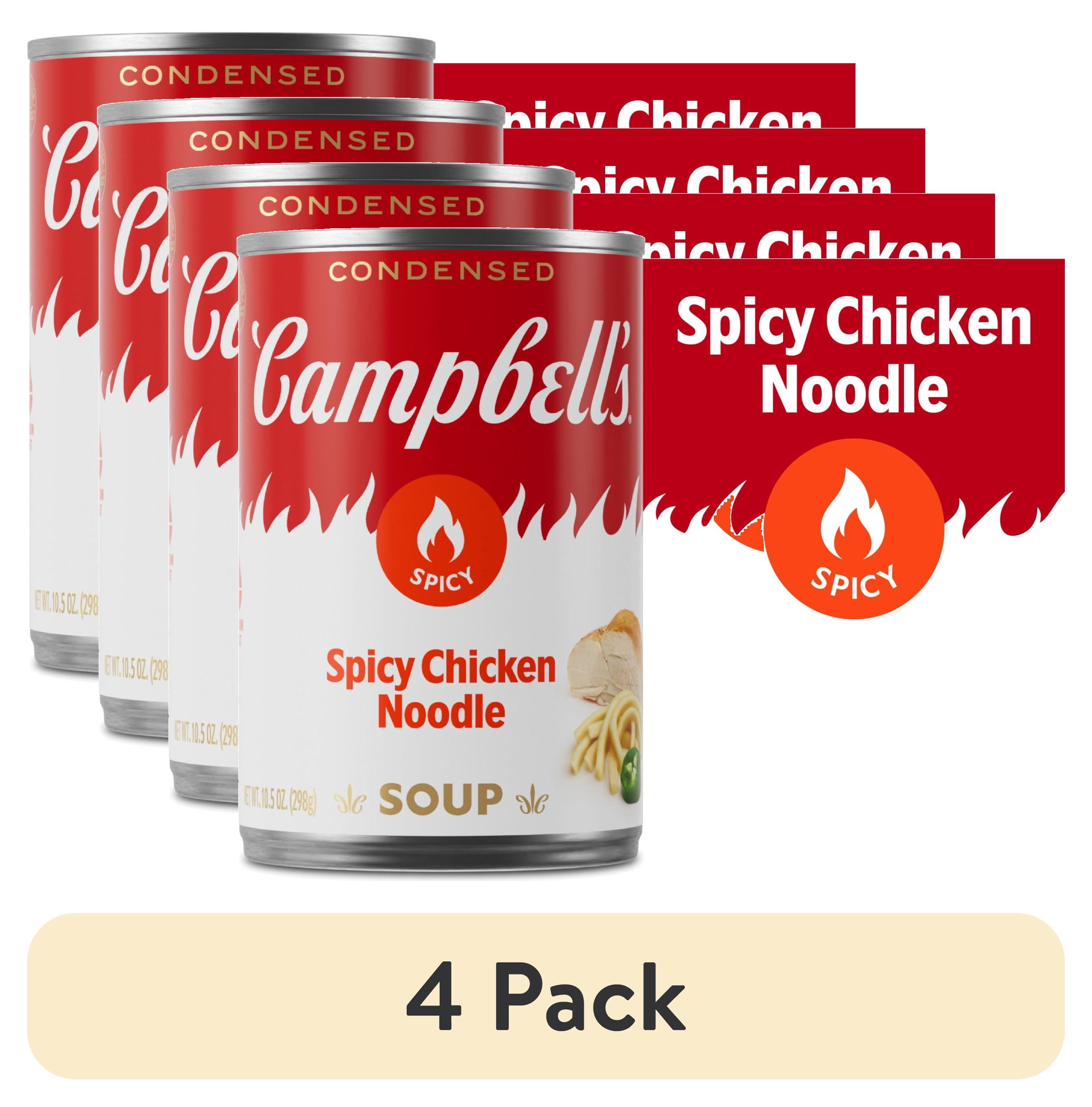 (4 pack) Campbell’s Condensed Spicy Chicken Noodle Soup, 10.5 oz Can