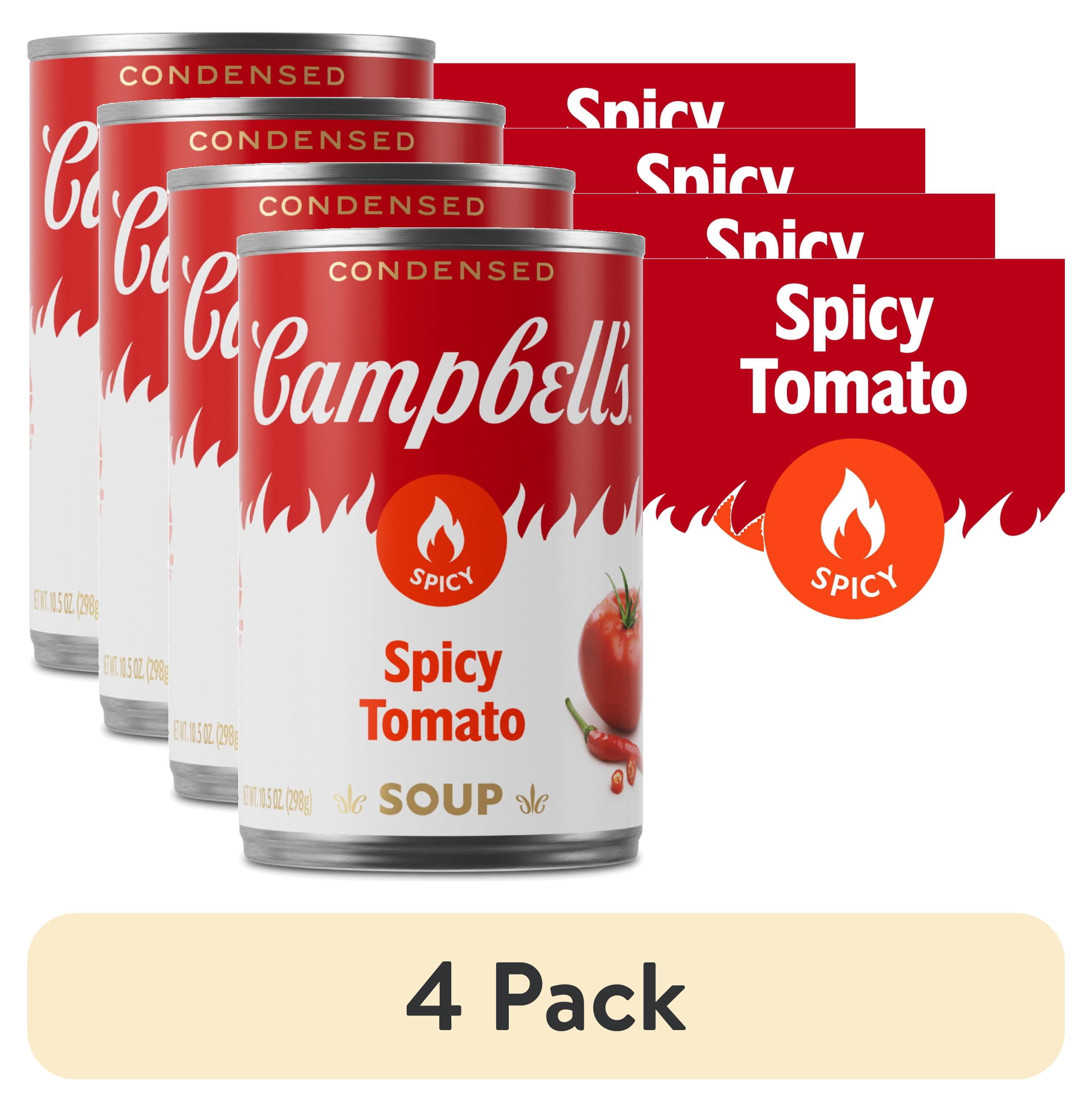 4 pack) Campbell's Condensed Spicy Tomato Soup, 10.5 oz Can