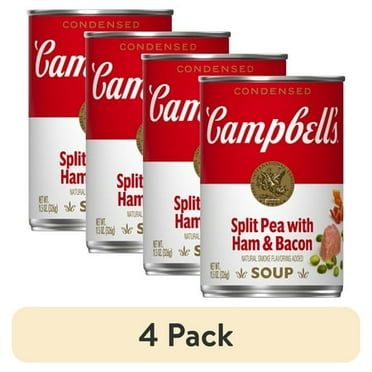 (4 pack) Campbell's Condensed Split Pea Soup with Ham and Bacon, Natural Smoke Flavoring Added, 11.5 oz Can