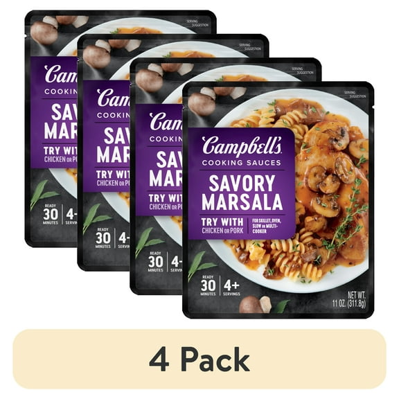 (4 pack) Campbell's Cooking Sauces, Savory Marsala, 11 oz Pouch