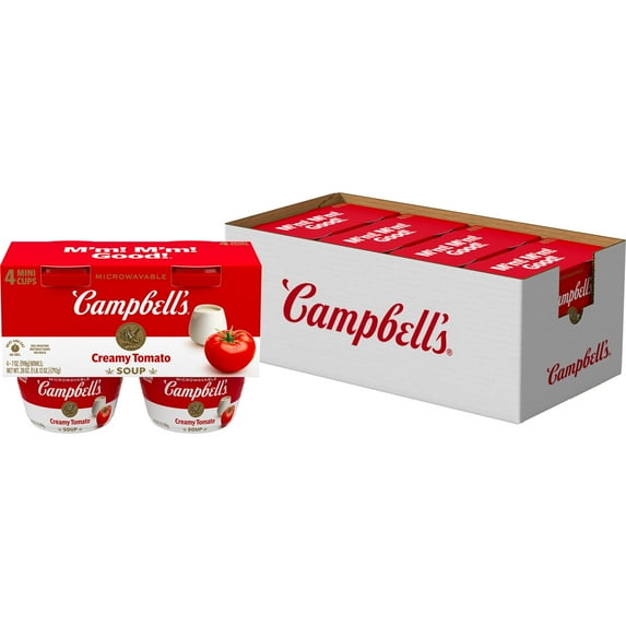 (4 pack) Campbell's Creamy Tomato Soup, 7 oz. Microwavable Bowl (Pack of 4)