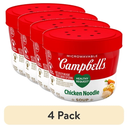 (4 pack) Campbell's Healthy Request Chicken Noodle Soup, 15.3 oz Microwavable Bowl