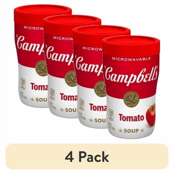 (4 pack) Campbell's Sipping Soup, Ready to Serve Classic Tomato Soup, 11.1 oz Microwavable Cup