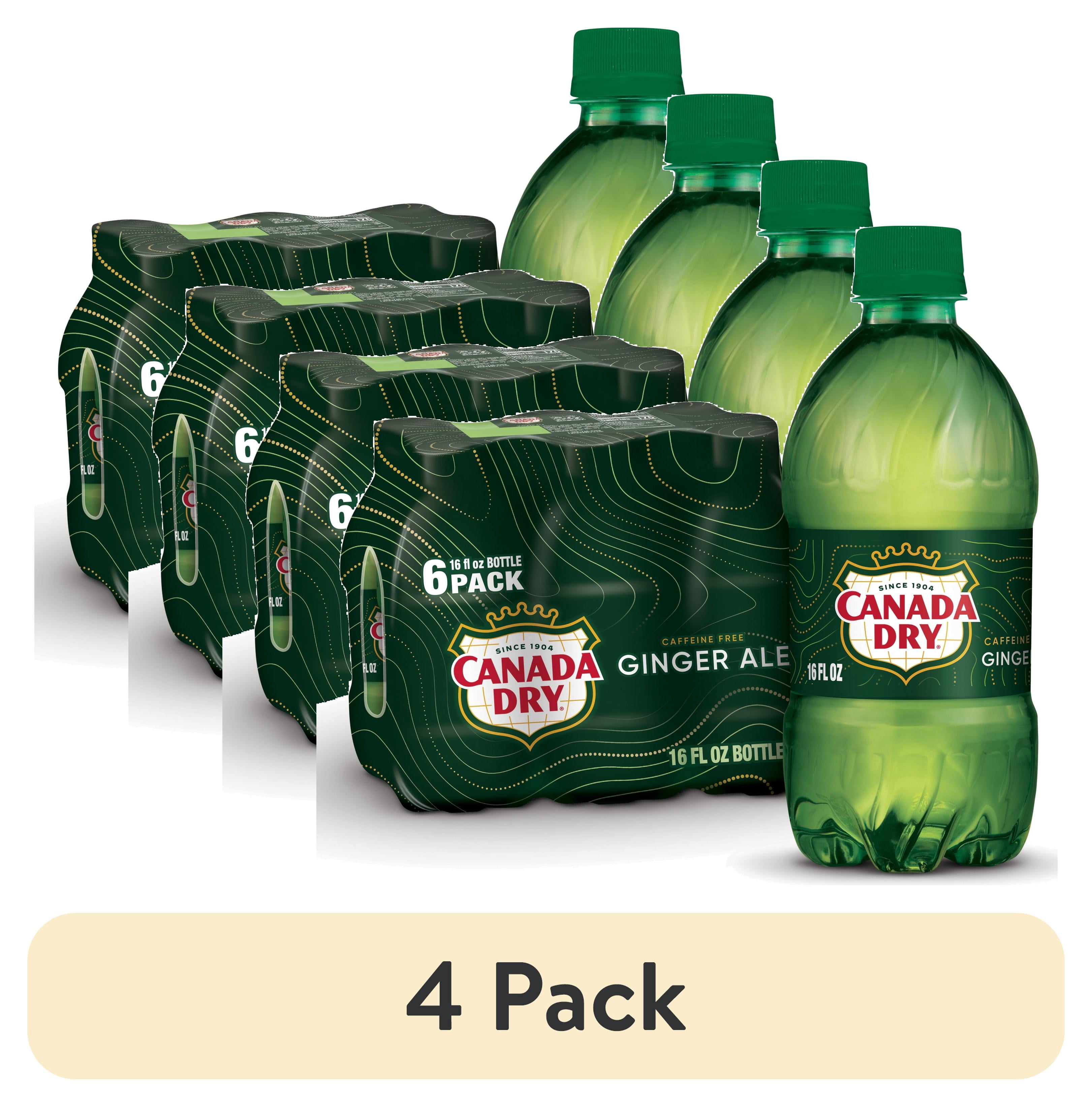 (4 pack) Canada Dry Caffeine Free Ginger Ale Soda Pop, 16 fl oz, 6 Pack Bottles
