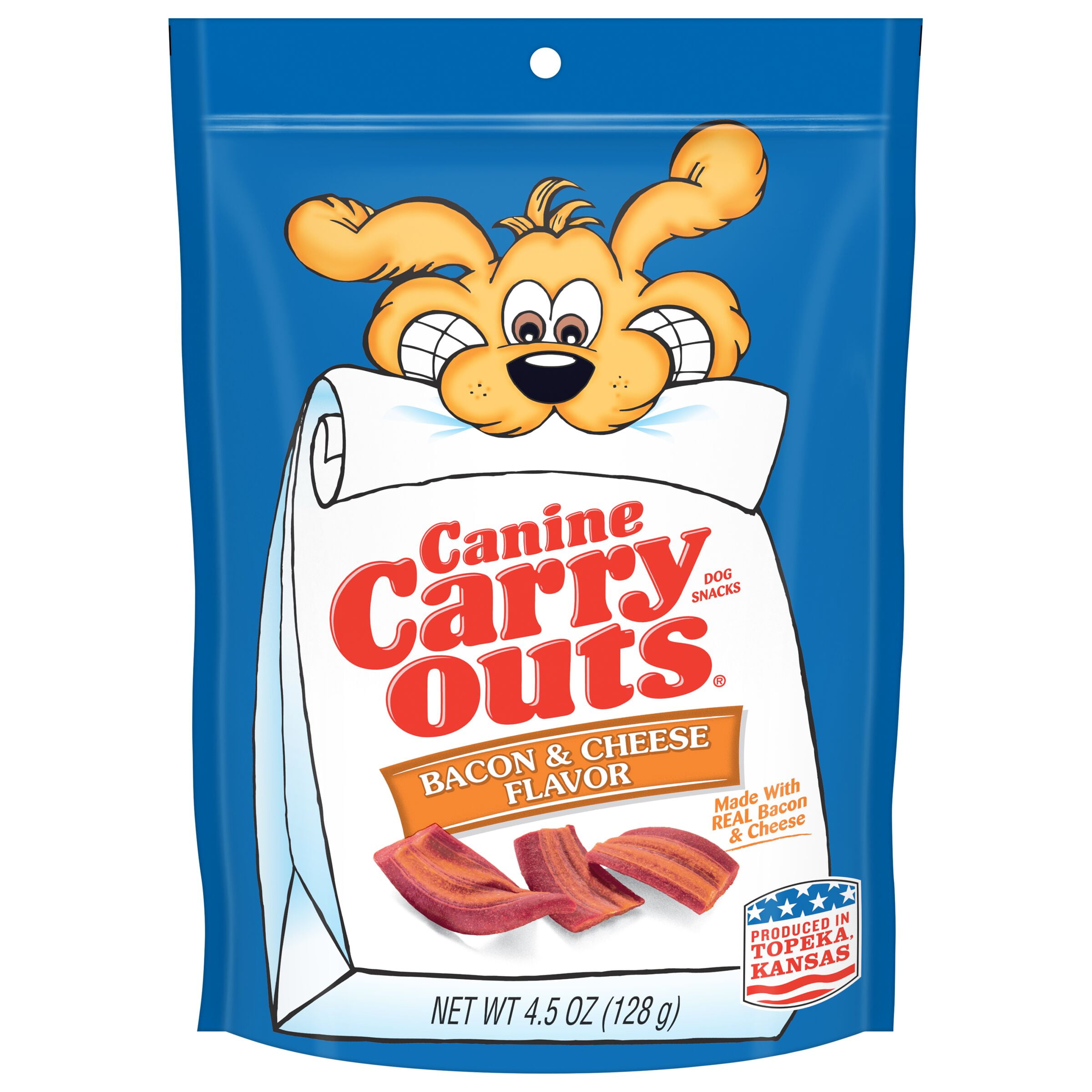 (4 pack) Canine Carry Outs Bacon & Cheese Flavor Dog Treats, 4.5oz