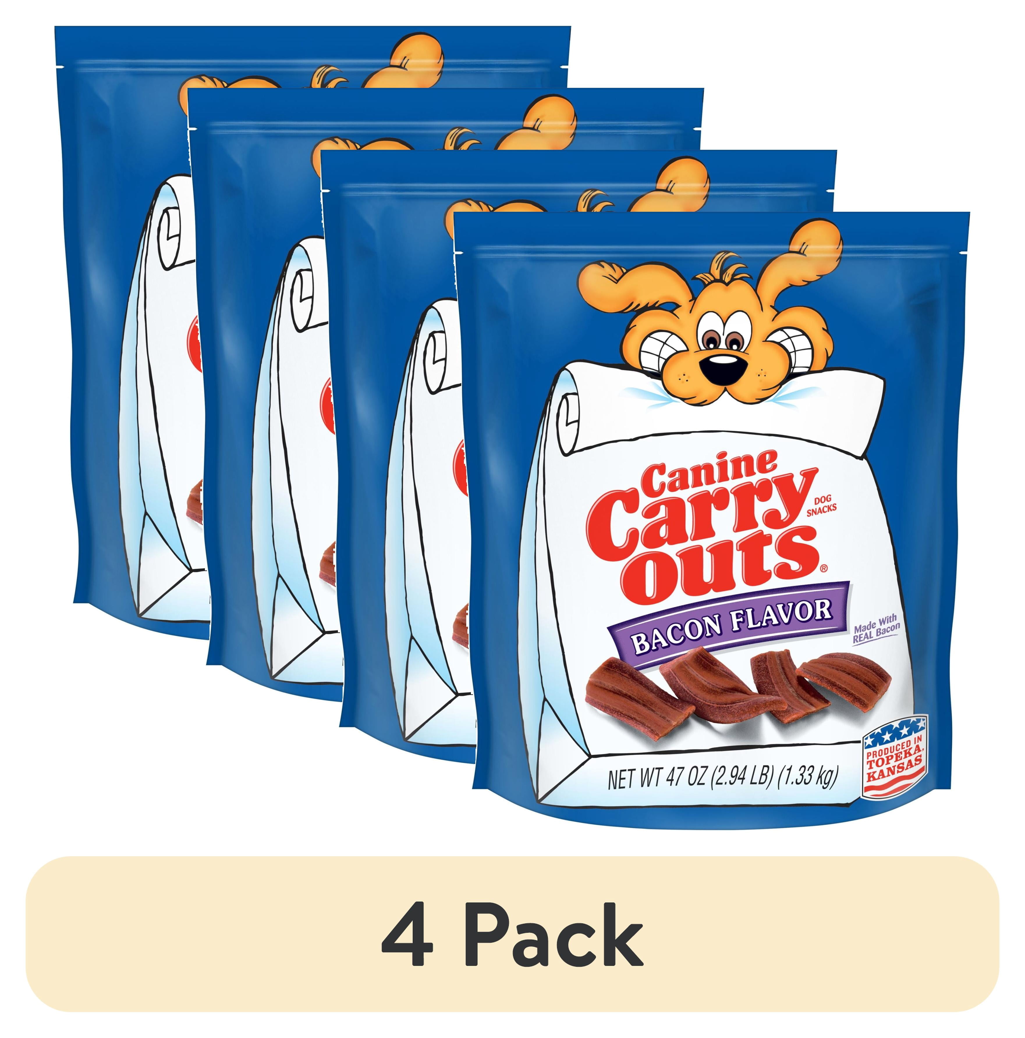 (4 pack) Canine Carry Outs Bacon Flavor Dog Treats, 47oz Bag