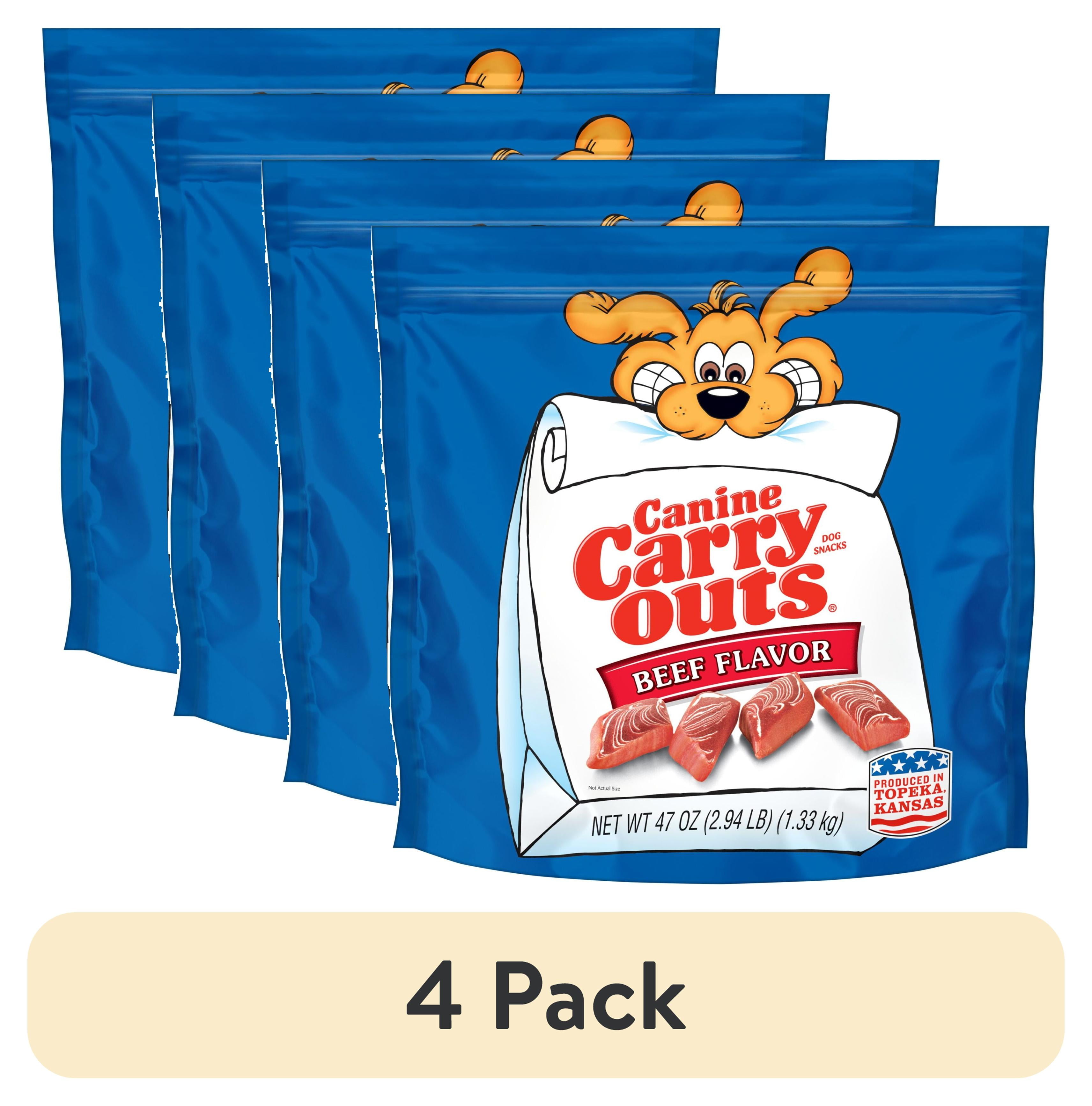 (4 pack) Canine Carry Outs Beef Flavor Dog Treats, 47oz Bag