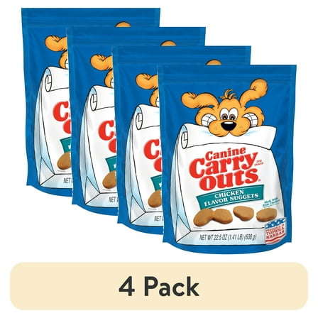 (4 pack) Canine Carry Outs Chicken Flavor Nuggets Dog Snacks, 22.5 oz