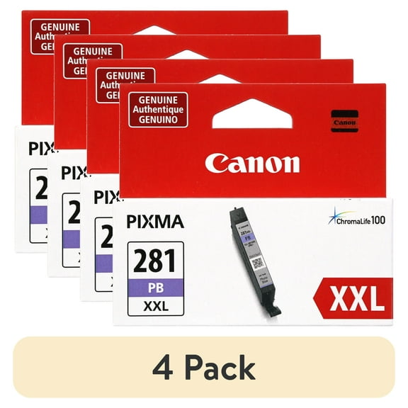(4 pack) Canon CLI-281 XXL Black Ink Tank, 1 Each (CNMCLI281XXLPBL)