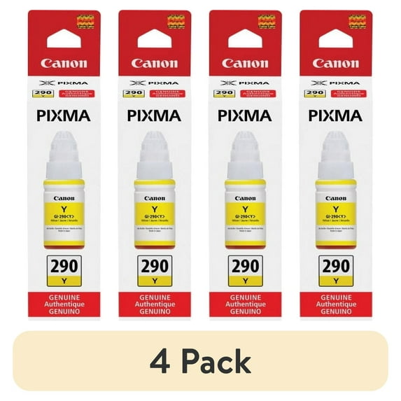 (4 pack) Canon PIXMA GI-290 Ink Bottle Inkjet - Yellow - 7000 Pages - 2.37 fl oz - 1 Each