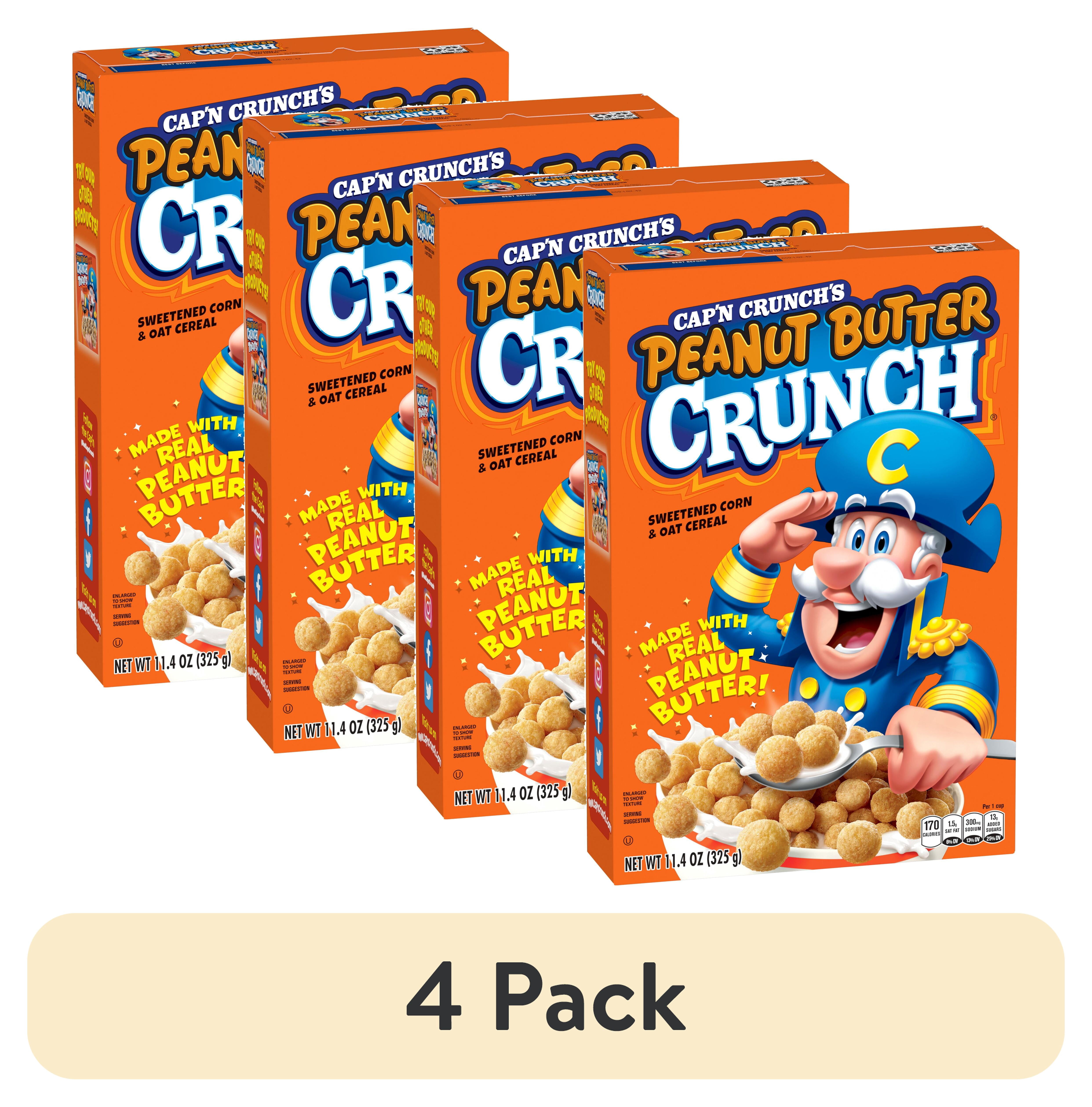 (4 pack) Cap'n Crunch Sweetened Corn & Oat Cereal Peanut Butter Crunch, 11.4 Oz