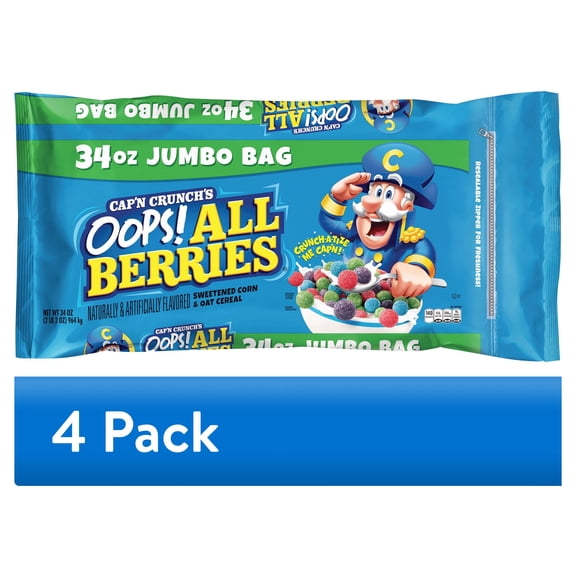 (4 pack) Cap'n Crunch's Oops! All Berries Cereal 34 oz