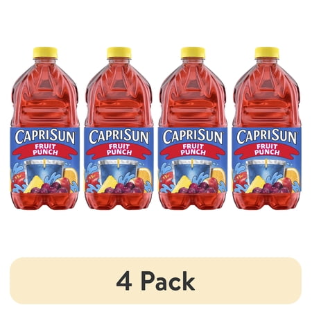 (4 pack) Capri Sun Flavored Juice Drink Blend with Other Natural Flavor, 1 Bottle, for School Lunches and On-the-Go Hydration, Fruit Punch, All Natural Ingredients, 64 oz