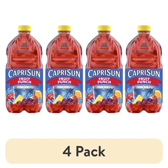 (4 pack) Capri Sun Flavored Juice Drink Blend with Other Natural Flavor, 1 Bottle, for School Lunches and On-the-Go Hydration, Fruit Punch, All Natural Ingredients, 64 oz