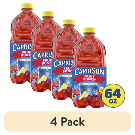 (4 pack) Capri Sun Fruit Punch Flavored Juice Drink Blend, 64 oz Bottle