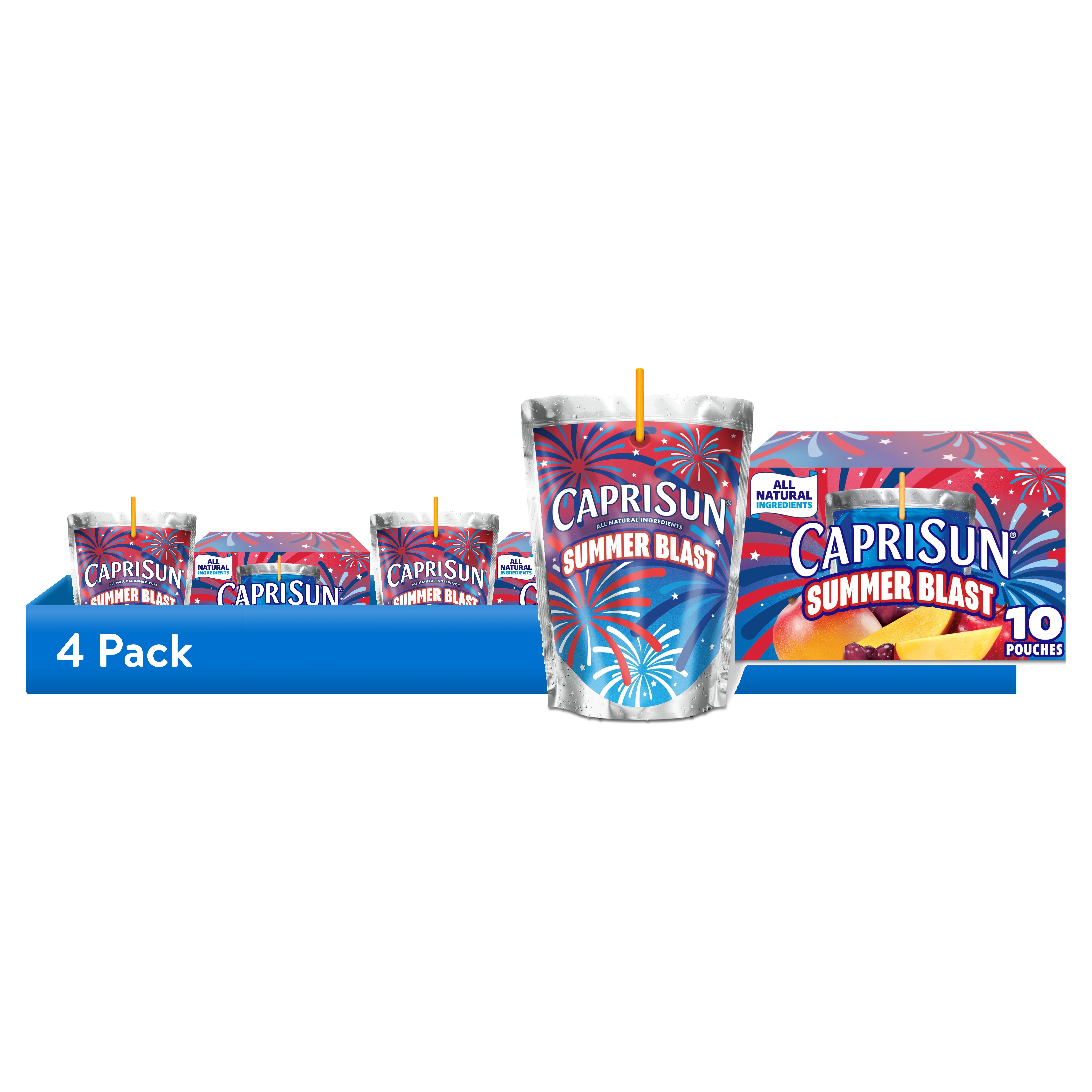(4 pack) Capri Sun Summer Blast Passion Fruit Mango flavored Juice Drink Blend, from concentrate with other natural flavor, 10 Count Box, 6 fl oz Pouches