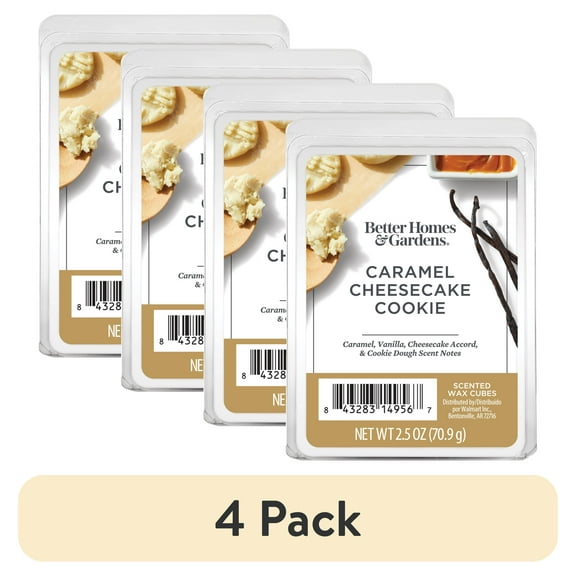 (4 pack) Caramel Cheesecake Cookie Scented Wax Melts, Better Homes & Gardens, 2.5 oz (1-Pack)