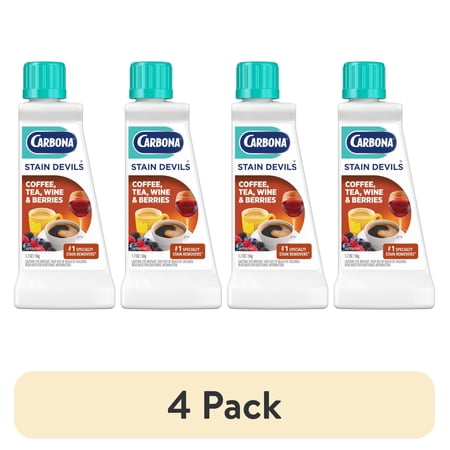 (4 pack) Carbona Stain Devils® #8 | Coffee, Tea, Wine & Juice | Professional Strength Laundry Stain Remover | Multi-Fabric Cleaner | Safe On Skin & Washable Fabrics | 1.7 Fl Oz, 1 Pack