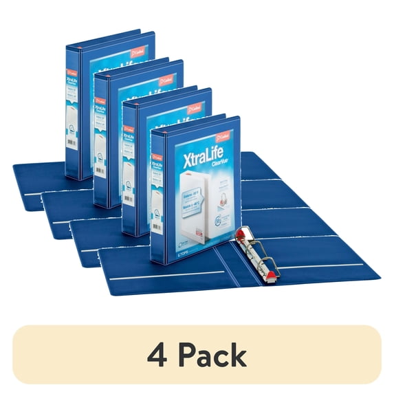 (4 pack) Cardinal Xtralife ClearVue Locking Slant-D Binders
