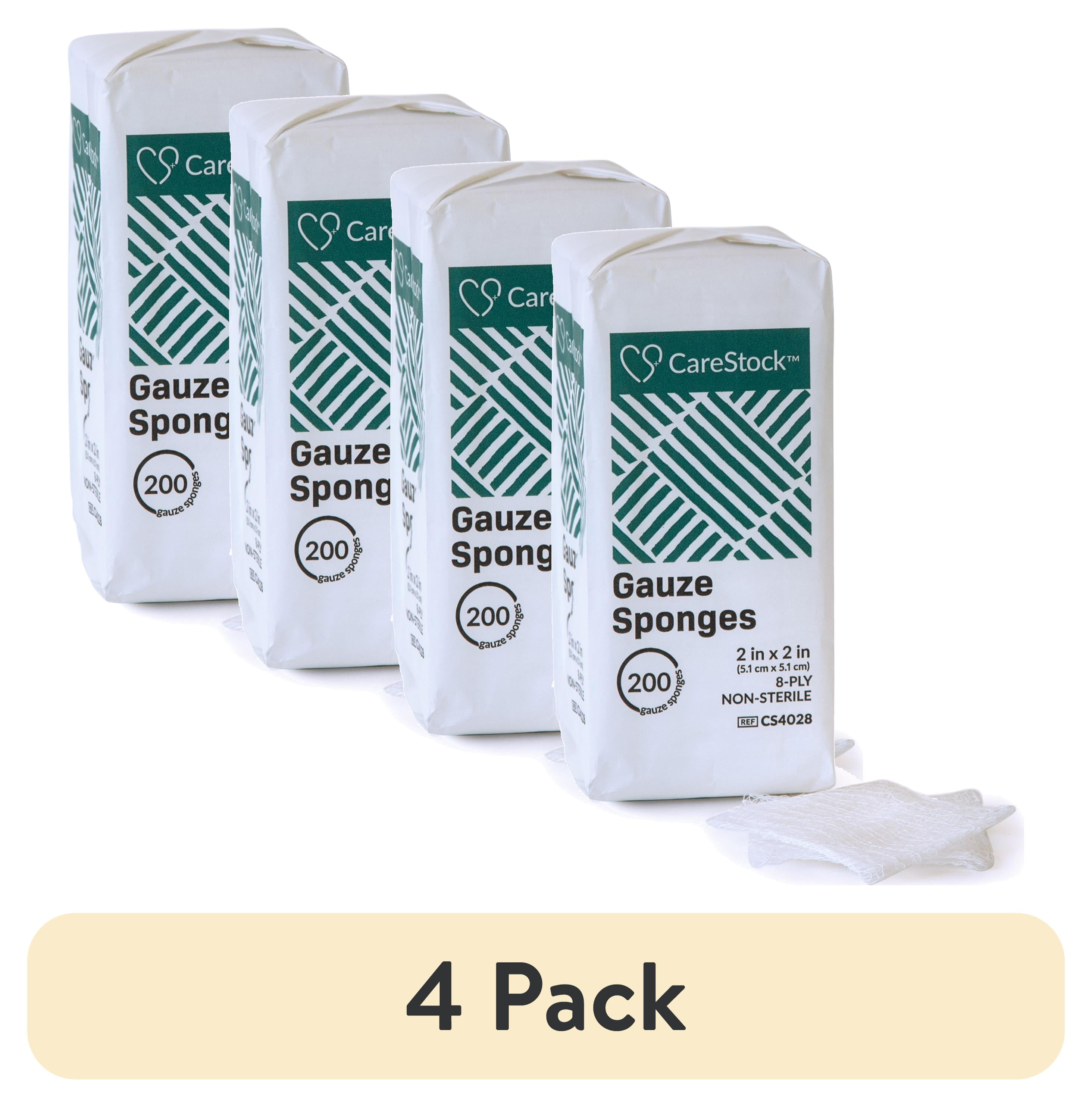 (4 pack) CareStock Gauze Sponge - Highly Absorbent, Medical-Grade ...