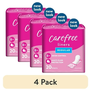 (4 pack) Carefree Panty Liners, Regular, 20 Count