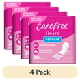 thumbnail image 1 of (4 pack) Carefree Panty Liners for Women, Regular, Wrapped, Unscented, 20 (Count), 1 of 15