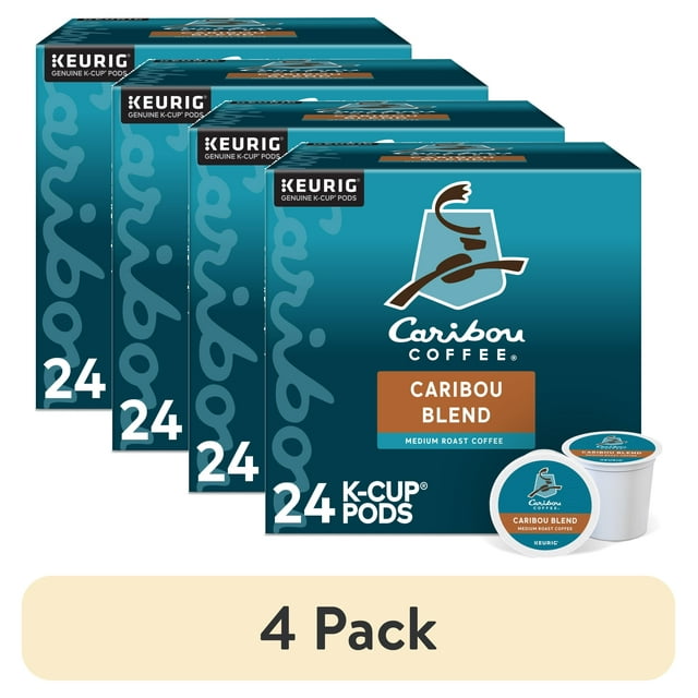 (4 pack) Caribou Coffee, Caribou Blend Medium Roast K-Cup Coffee Pods ...
