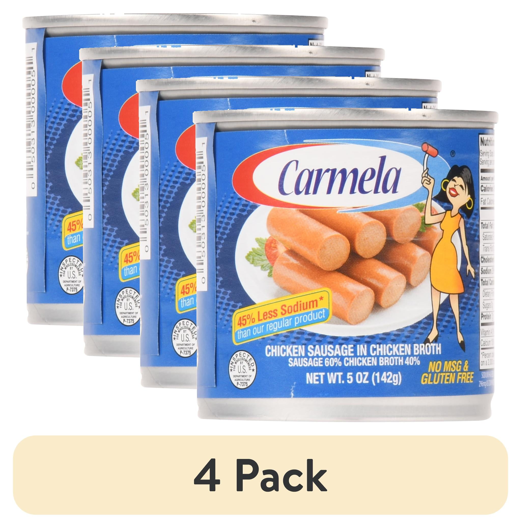 (4 pack) Carmela Chicken Sausage in Chicken Broth, 45% Less Sodium, 5 oz Can