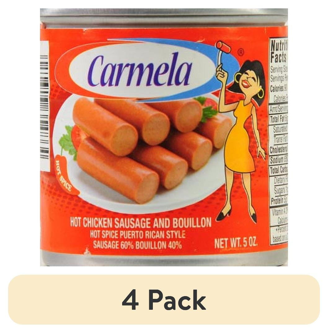 (4 pack) Carmela Hot Chicken Sausage and Bouillion, 5 oz Can