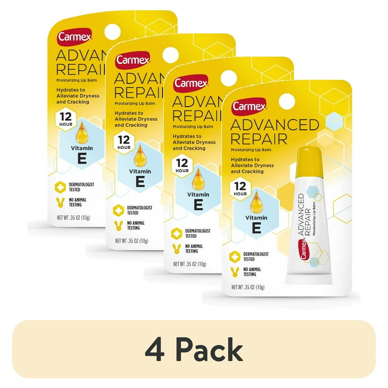 tirzepatide dry lips (4 pack) Carmex Advanced Repair Moisturizing Lip Balm Tube, Lip Moisturizer  with Vitamin E, 1 Count