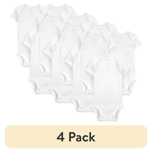 (4 pack) Carter's Child of Mine Baby Unisex Short Sleeve Bodysuits, 3-Pack Sizes Preemie-18 Months