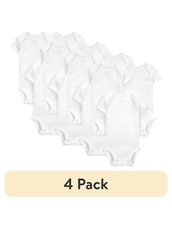 (4 pack) Carter's Child of Mine Baby Unisex Short Sleeve Bodysuits, 3-Pack Sizes Preemie-18 Months