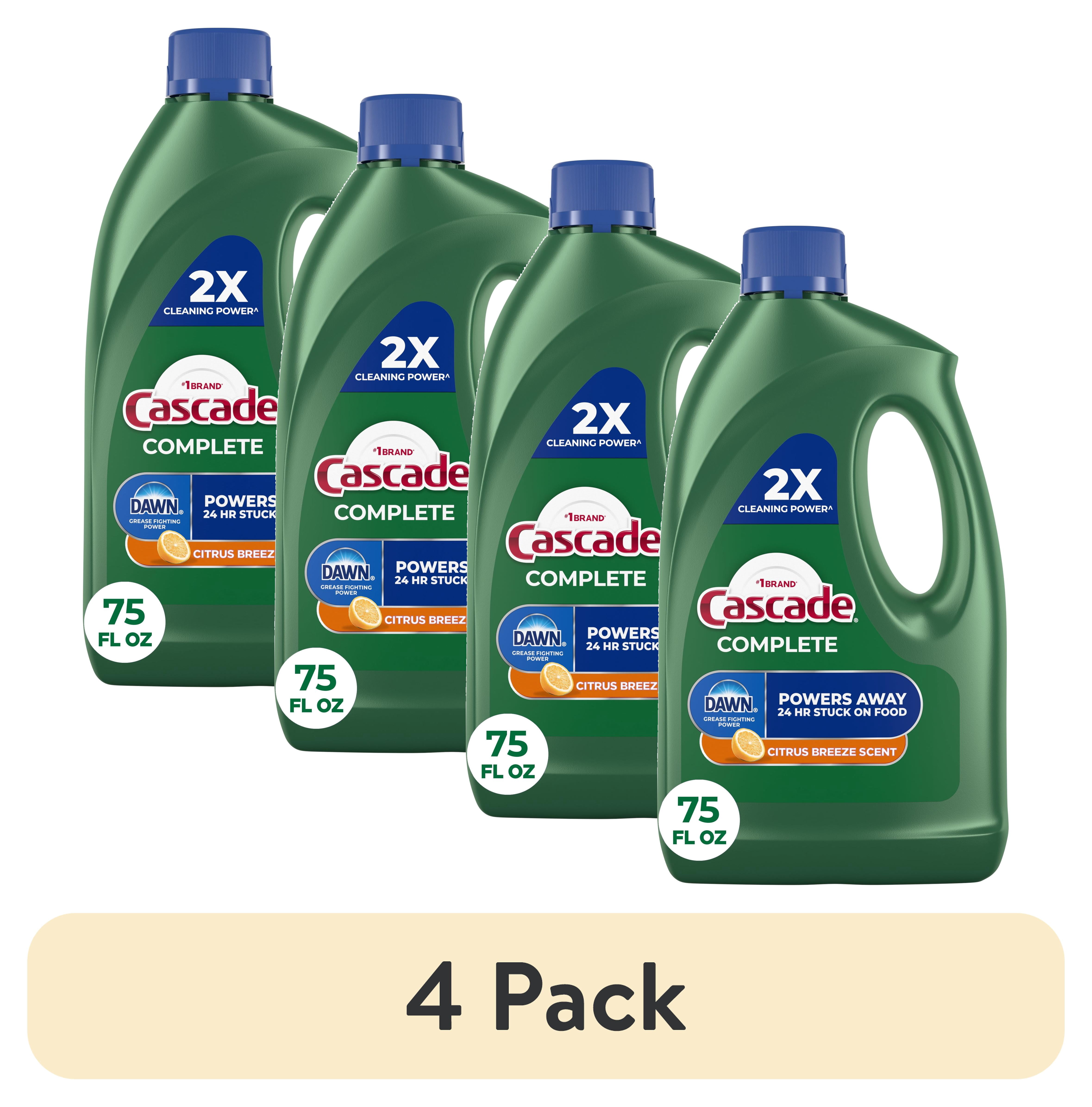(4 pack) Cascade Complete Dishwasher Detergent Liquid Gel, Dish Detergent, Dish Soap, Citrus, 75 fl oz