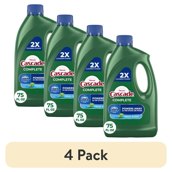(4 pack) Cascade Complete Dishwasher Detergent Liquid Gel, Dish Detergent, Dish Soap, Fresh, 75oz