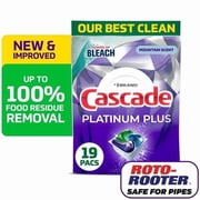 4 pack Cascade Platinum Plus Dishwasher Pods, Dishwasher Detergent Soap Tabs, Mountain, 19 Count