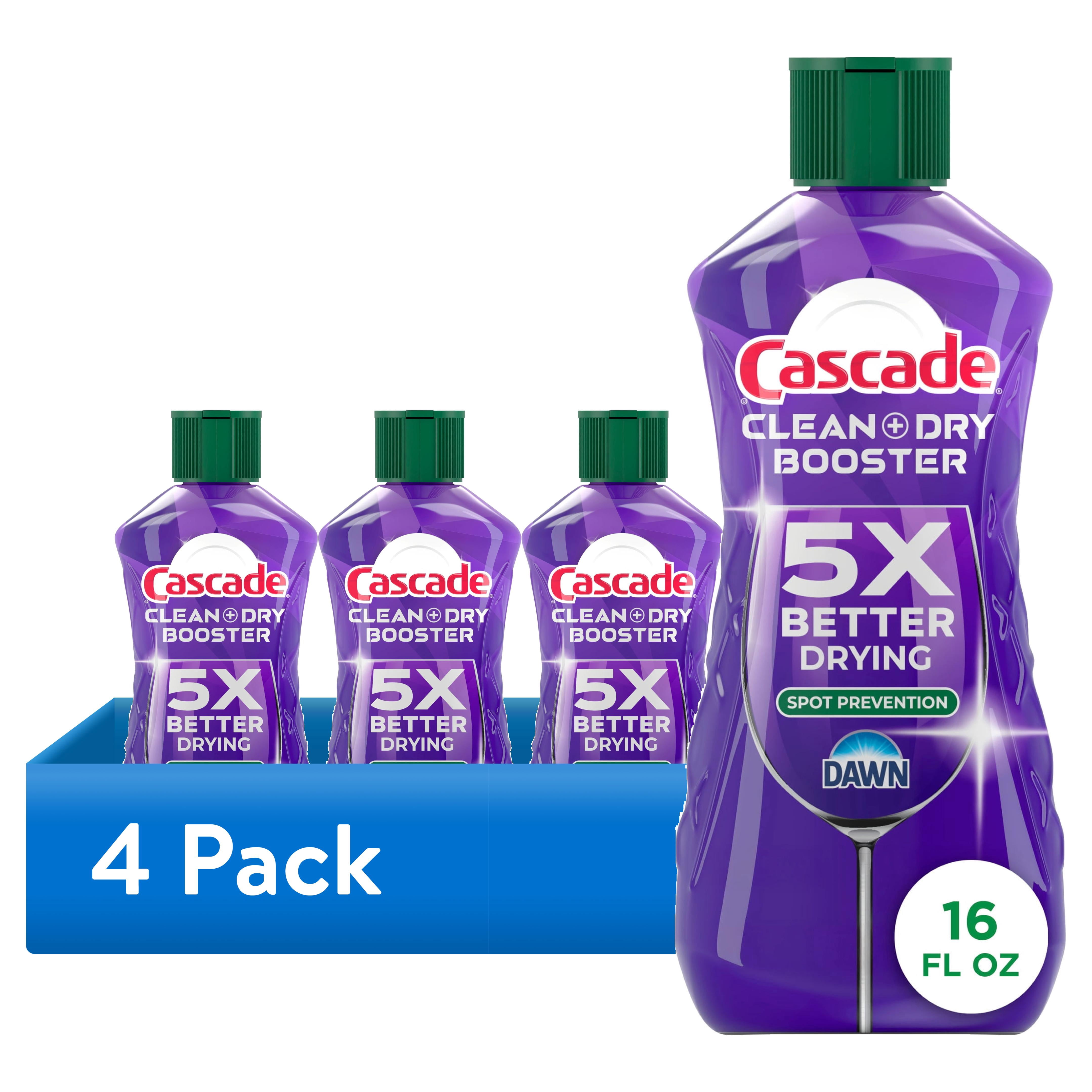 (4 pack) Cascade Rinse Aid Clean & Dry Booster, 16oz