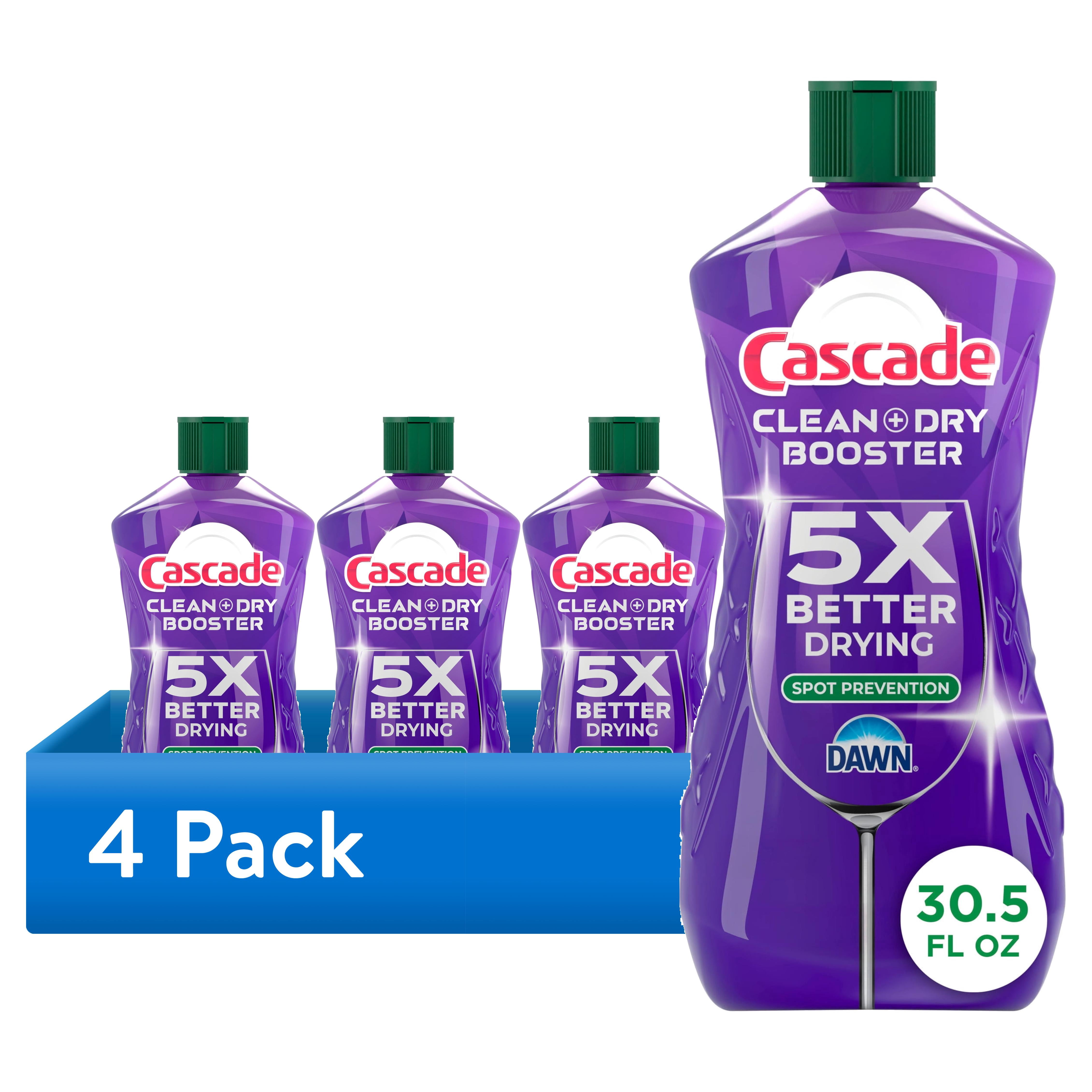 (4 pack) Cascade Rinse Aid Clean & Dry Booster, 30.5oz
