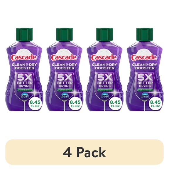 (4 pack) Cascade Rinse Aid Clean & Dry Booster, 8.45oz