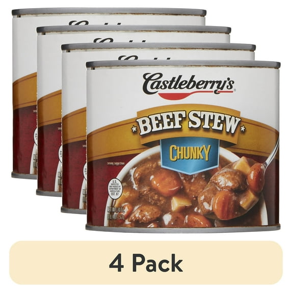 (4 pack) Castleberry’s Chunky Beef Stew, 20 oz Can – Heat & Serve Hearty Comfort Meal